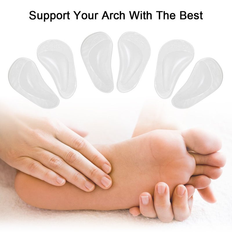 Dr.Foot Dr. Foot's Arch Support Shoe Insoles for Flat Feet, Gel Arch Inserts for Plantar Fasciitis, Adhesive Arch Pad for Relieve Pressure and Feet Pain- 3 Pairs (Clear, 3 Count (Pack of 1)) - Image 5